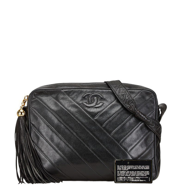 シャネル ココマーク フリンジ ショルダーバッグ ブラック ラムスキン レディース CHANEL 【中古】