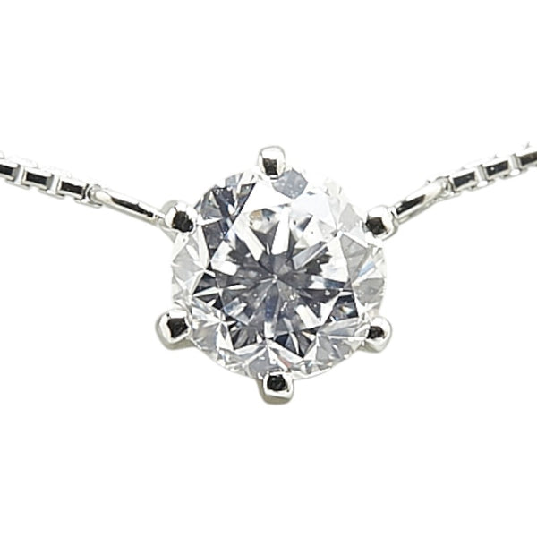 Pt900 プラチナ Pt850 プラチナ ダイヤ0.619ct プチ ネックレス レディース 【中古】