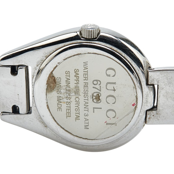 グッチ 腕時計 6700L クオーツ ブラック文字盤 ステンレススチール レディース GUCCI 【中古】