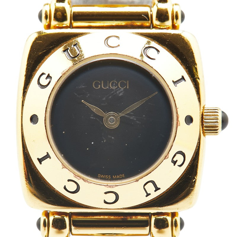 グッチ ホースビット 腕時計 6300L クオーツ ブラック文字盤 ステンレススチール レザー レディース GUCCI 【中古】