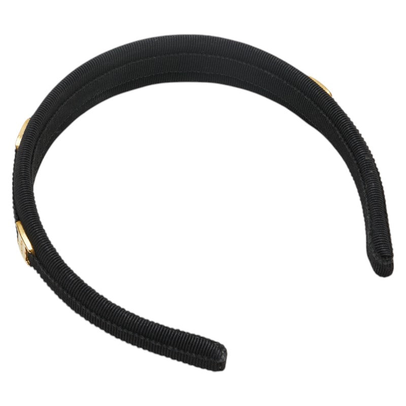 サルヴァトーレフェラガモ ヴァラ カチューシャ ヘアバンド ブラック ゴールド キャンバス レディース Salvatore Ferragamo 【中古】
