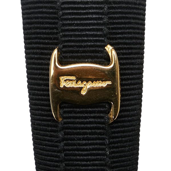 サルヴァトーレフェラガモ ヴァラ カチューシャ ヘアバンド ブラック ゴールド キャンバス レディース Salvatore Ferragamo 【中古】