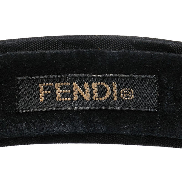 フェンディ ズッカ カチューシャ ヘアバンド ブラック サテン レディース FENDI 【中古】