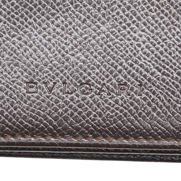 ブルガリ カードケース 名刺入れ ブラウン レザー メンズ BVLGARI 【中古】