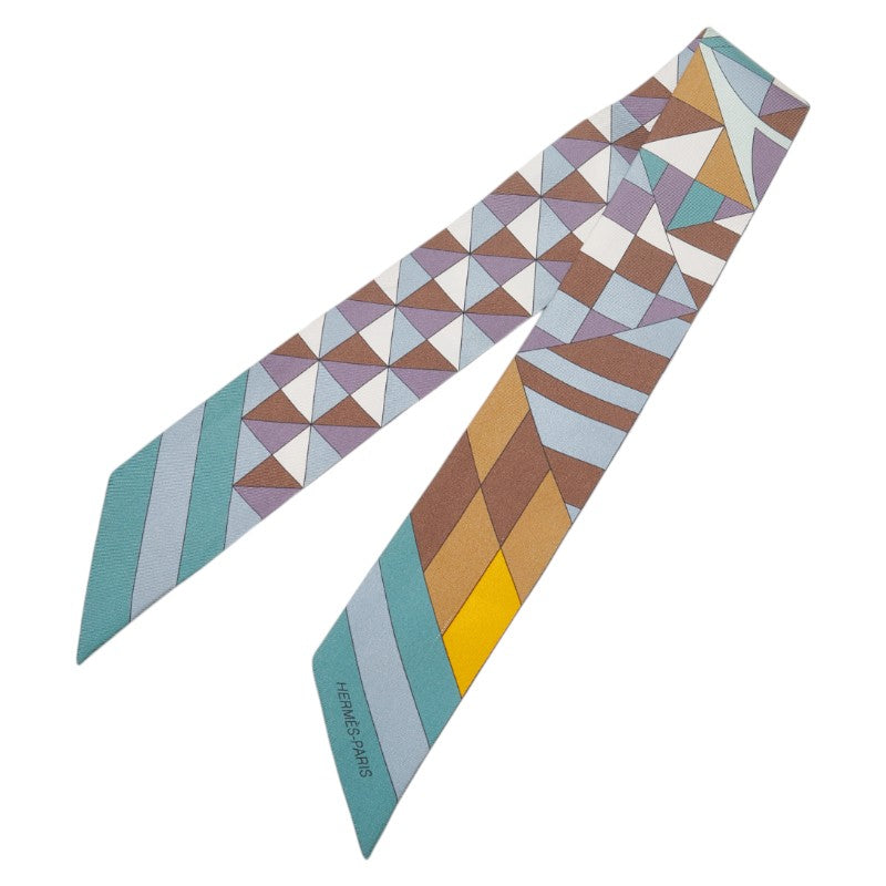 エルメス ツイリー PSYCHE プシュケ スカーフ グリーン ブラウン マルチカラー シルク レディース HERMES 【中古】