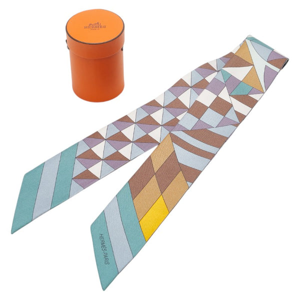 エルメス ツイリー PSYCHE プシュケ スカーフ グリーン ブラウン マルチカラー シルク レディース HERMES 【中古】