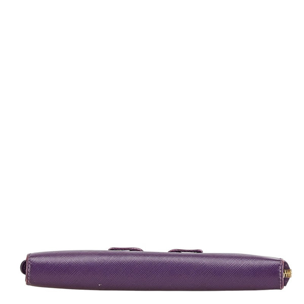 サルヴァトーレフェラガモ ヴァラリボン ラウンドファスナー 長財布 JP-22-C124 パープル レザー レディース Salvatore Ferragamo 【中古】