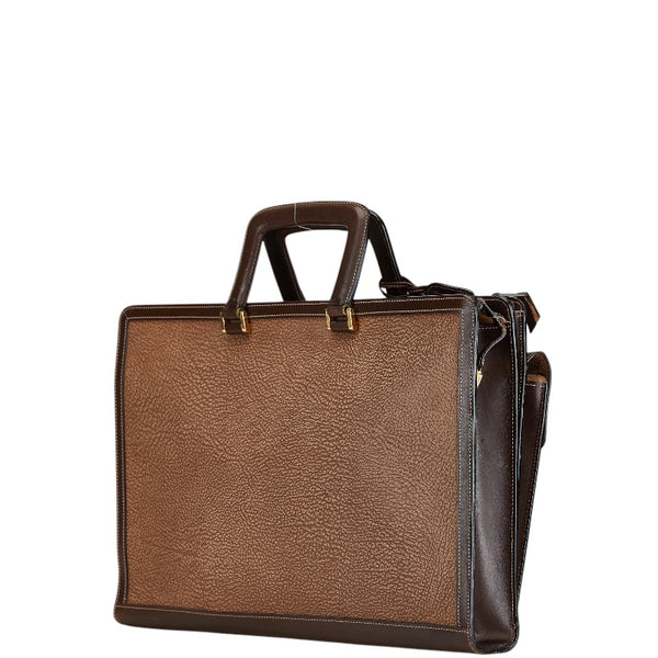 グッチ オールドグッチ エンブレムロゴ ビジネスバッグ ブリーフケース ブラウン レザー メンズ GUCCI 【中古】