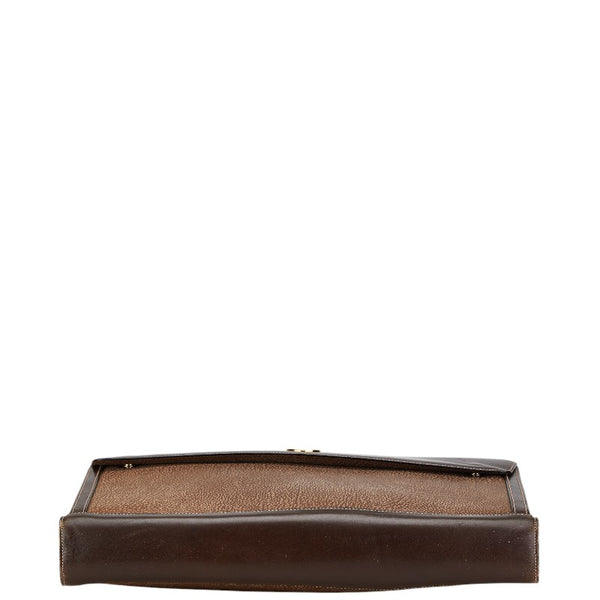 グッチ オールドグッチ エンブレムロゴ ビジネスバッグ ブリーフケース ブラウン レザー メンズ GUCCI 【中古】