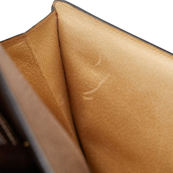 グッチ オールドグッチ エンブレムロゴ ビジネスバッグ ブリーフケース ブラウン レザー メンズ GUCCI 【中古】