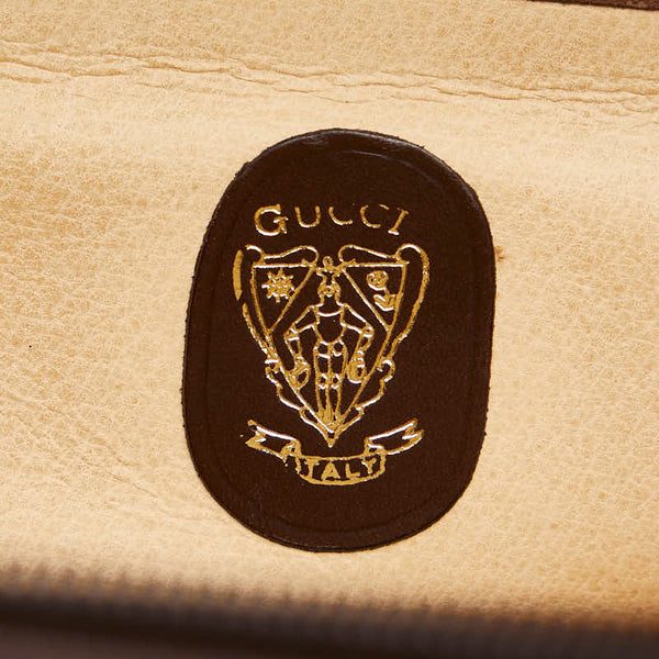 グッチ オールドグッチ エンブレムロゴ ビジネスバッグ ブリーフケース ブラウン レザー メンズ GUCCI 【中古】