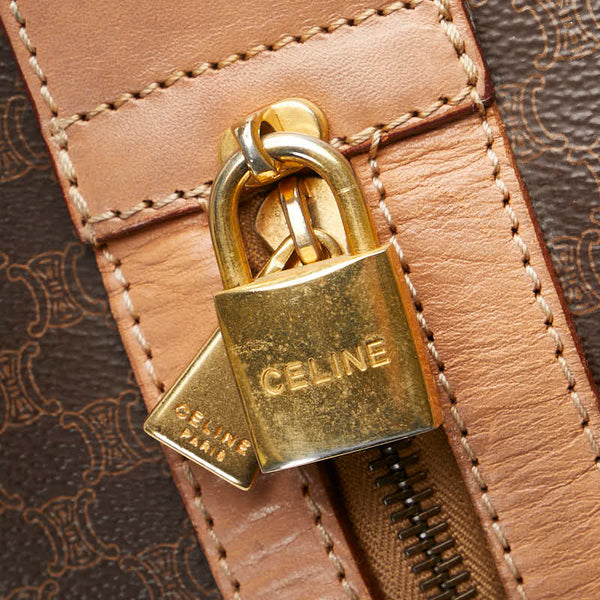 セリーヌ マカダム トリオンフ ボストンバッグ トラベルバッグ ブラウン PVC レザー レディース CELINE 【中古】