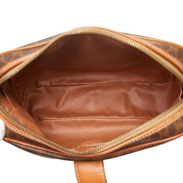 セリーヌ マカダム ショルダーバッグ ブラウン PVC レザー レディース CELINE 【中古】