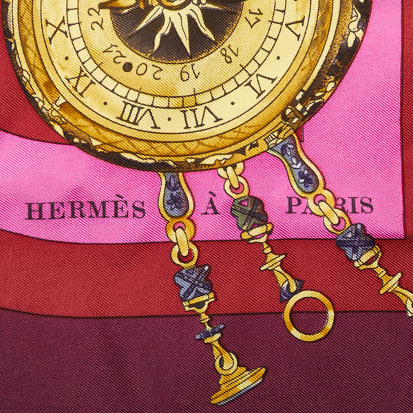エルメス カレ90 Parmi les fleurs je compte les heures 花の中で過ごす時間 スカーフ パープル ブルー マルチカラー シルク レディース HERMES 【中古】
