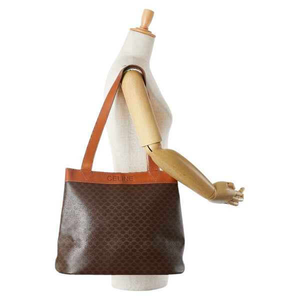 セリーヌ マカダム トートバッグ ショルダーバッグ ブラウン PVC レザー レディース CELINE 【中古】