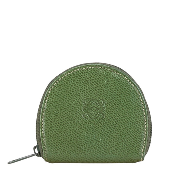 ロエベ アナグラムロゴ コインケース 小銭入れ グリーン レザー レディース LOEWE 【中古】