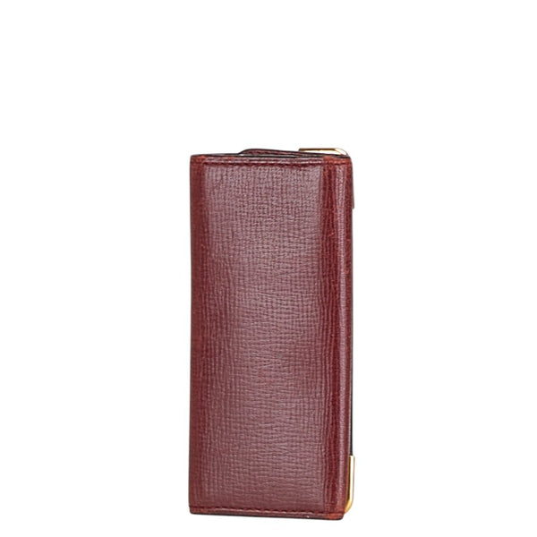 カルティエ マストライン キーケース 4連 ワインレッド ゴールド レザー レディース CARTIER 【中古】