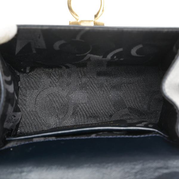 サルヴァトーレフェラガモ ガンチーニ 斜め掛け ショルダーバッグ BA214797 ネイビー レザー レディース Salvatore Ferragamo 【中古】