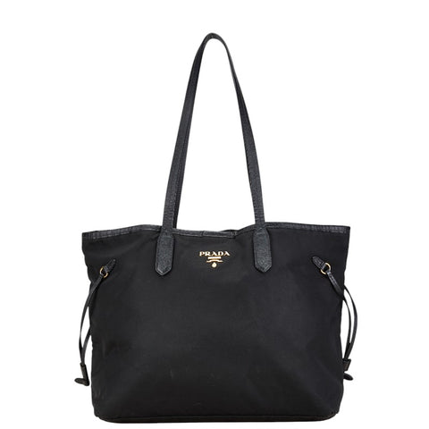 プラダ トートバッグ ハンドバッグ ブラック ナイロン レザー レディース PRADA 【中古】