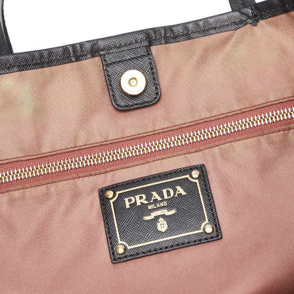 プラダ トートバッグ ハンドバッグ ブラック ナイロン レザー レディース PRADA 【中古】
