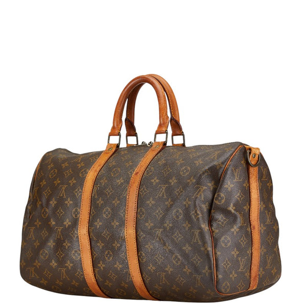 ルイ ヴィトン モノグラム キーポルバンドリエール45 ボストンバッグ ショルダーバッグ 2WAY M41418 ブラウン PVC レザー レディース LOUIS VUITTON 【中古】