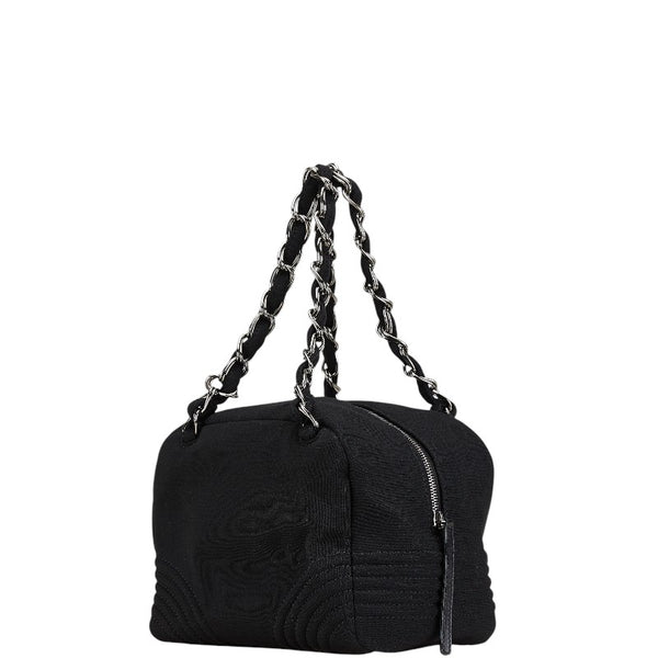 シャネル ココマーク チェーン ハンドバッグ ブラック コットン レディース CHANEL 【中古】