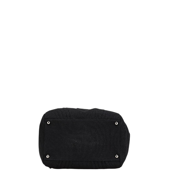 シャネル ココマーク チェーン ハンドバッグ ブラック コットン レディース CHANEL 【中古】