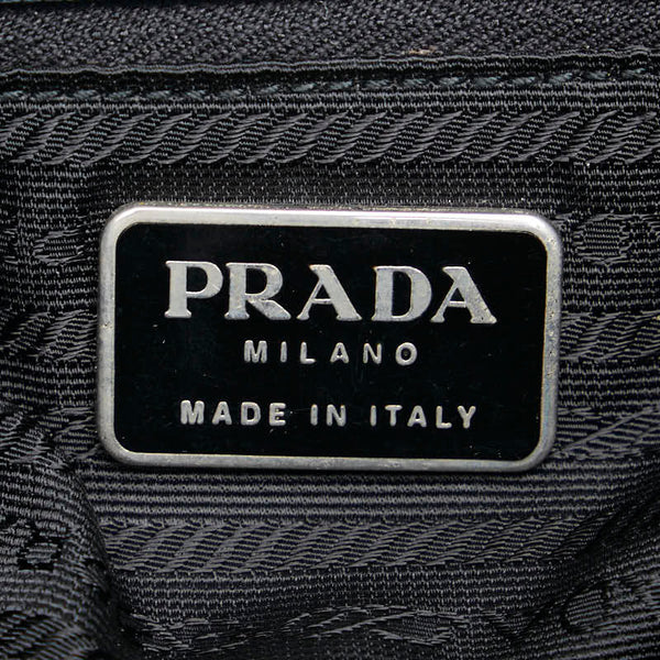 プラダ 三角ロゴプレート ショルダーバッグ ブラック ナイロン レザー レディース PRADA 【中古】