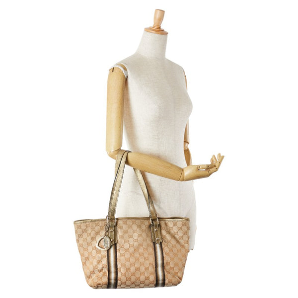 グッチ GGキャンバス シェリーライン トートバッグ ショルダーバッグ 137396 ベージュ ゴールド キャンバス レディース GUCCI 【中古】