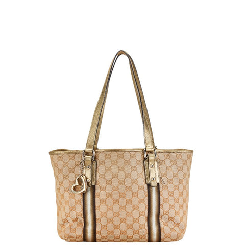 グッチ GGキャンバス シェリーライン トートバッグ ショルダーバッグ 137396 ベージュ ゴールド キャンバス レディース GUCCI 【中古】