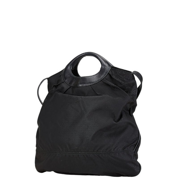 サルヴァトーレフェラガモ ヴァラリボン パンプス柄 ハンドバッグ ショルダーバッグ 2WAY FZ-21 B632 ブラック ナイロン レザー レディース Salvatore Ferragamo 【中古】