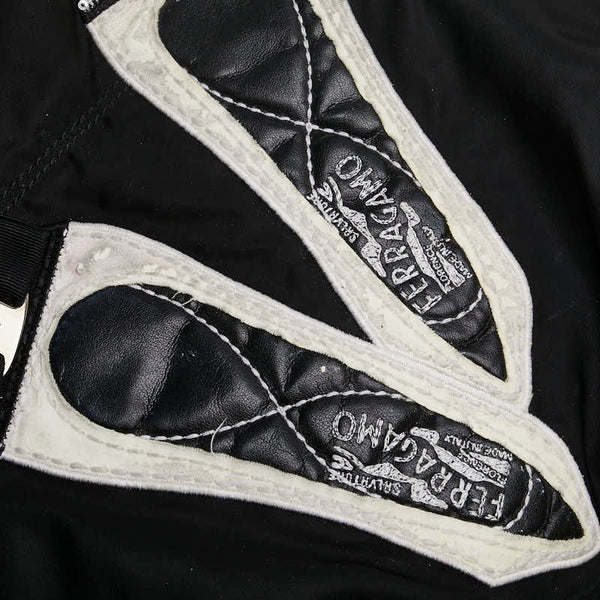 サルヴァトーレフェラガモ ヴァラリボン パンプス柄 ハンドバッグ ショルダーバッグ 2WAY FZ-21 B632 ブラック ナイロン レザー レディース Salvatore Ferragamo 【中古】