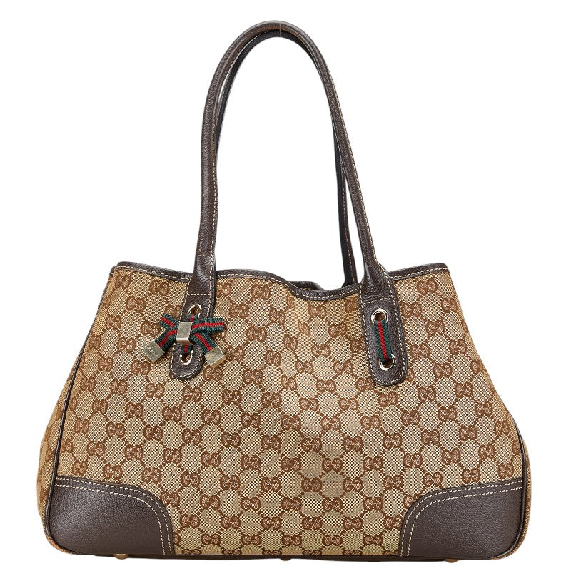 グッチ GGキャンバス プリンシー トートバッグ 163805 ベージュ ブラウン キャンバス レザー レディース GUCCI 【中古】
