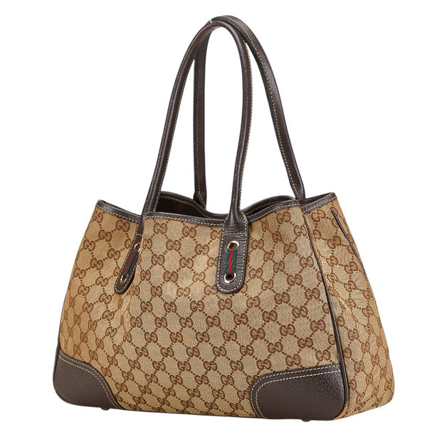 グッチ GGキャンバス プリンシー トートバッグ 163805 ベージュ ブラウン キャンバス レザー レディース GUCCI 【中古】