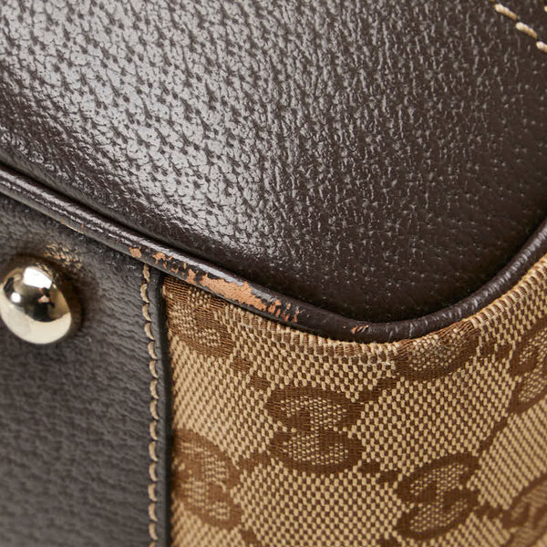 グッチ GGキャンバス プリンシー トートバッグ 163805 ベージュ ブラウン キャンバス レザー レディース GUCCI 【中古】