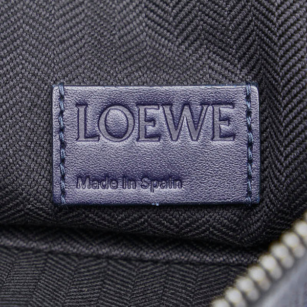 ロエベ アナグラム Tポーチ リネン クラッチバッグ ブルー レザー レディース LOEWE 【中古】
