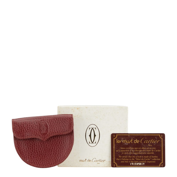 カルティエ マストライン コインケース 小銭入れ ワインレッド ボルドー レザー レディース CARTIER 【中古】