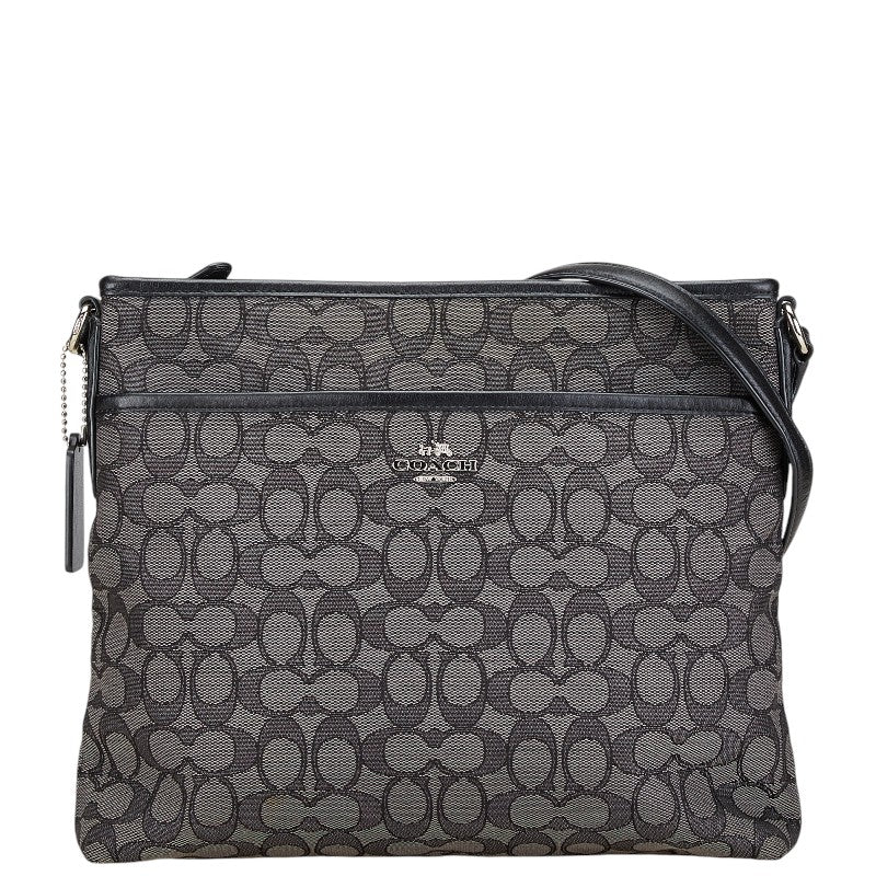 コーチ シグネチャー ショルダーバッグ F58285 ブラック キャンバス レザー レディース COACH 【中古】