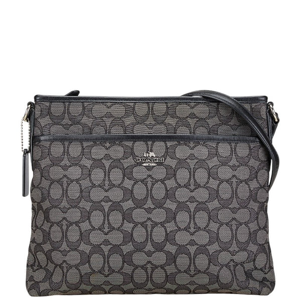 コーチ シグネチャー ショルダーバッグ F58285 ブラック キャンバス レザー レディース COACH 【中古】