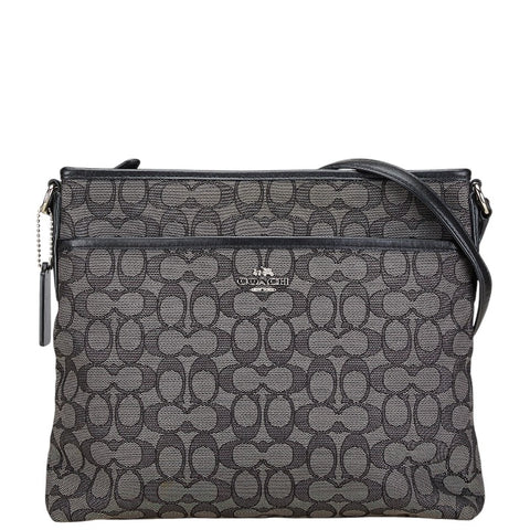 コーチ シグネチャー ショルダーバッグ F58285 ブラック キャンバス レザー レディース COACH 【中古】