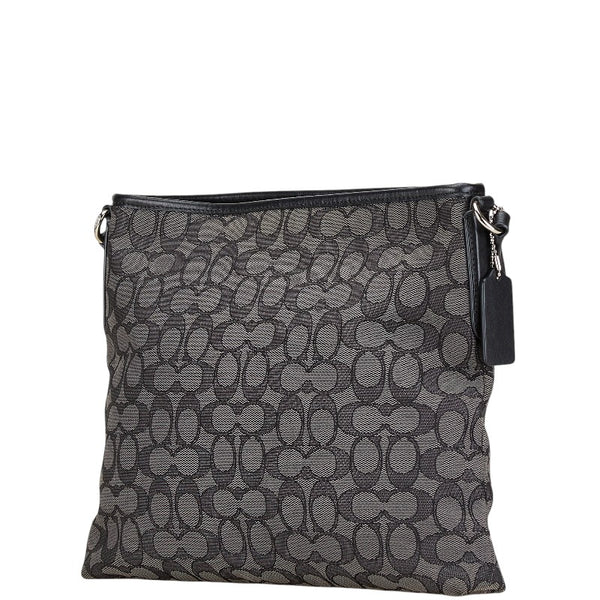 コーチ シグネチャー ショルダーバッグ F58285 ブラック キャンバス レザー レディース COACH 【中古】