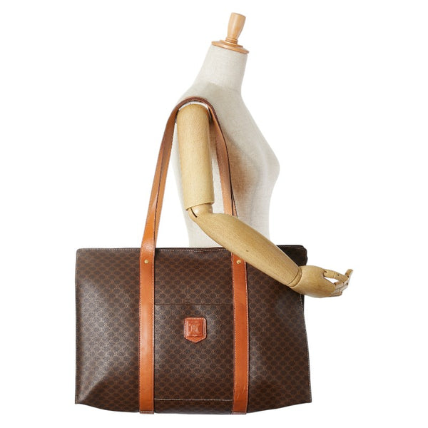 セリーヌ マカダム トートバッグ ショルダーバッグ MC96 ブラウン PVC レザー レディース CELINE 【中古】
