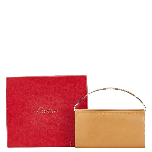 カルティエ トリニティハンドル ハンドバッグ 二つ折り財布 ベージュ ゴールド シルバー レザー レディース CARTIER 【中古】