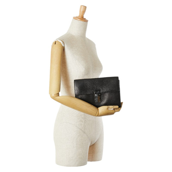 プラダ セカンドバッグ クラッチバッグ ブラック レザー メンズ PRADA 【中古】