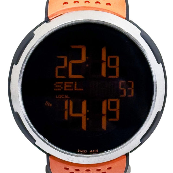 グッチ アイグッチ スポーツ ワールドタイム 腕時計 114.1 クオーツ ブラック文字盤 ステンレススチール ラバー メンズ GUCCI 【中古】