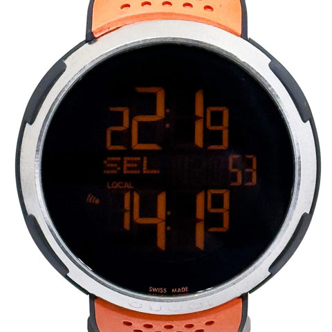 グッチ アイグッチ スポーツ ワールドタイム 腕時計 114.1 クオーツ ブラック文字盤 ステンレススチール ラバー メンズ GUCCI 【中古】