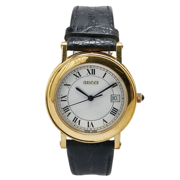 グッチ 腕時計 7200M クオーツ ホワイト文字盤 メッキ レザー レディース GUCCI 【中古】