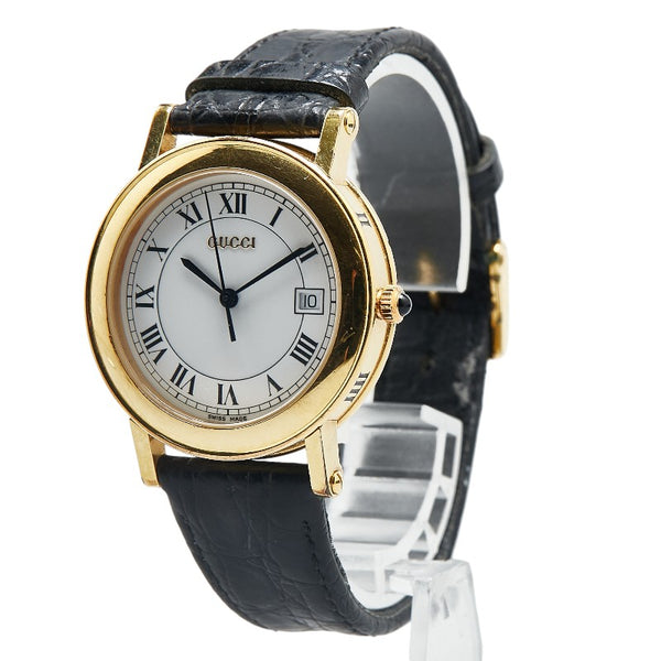 グッチ 腕時計 7200M クオーツ ホワイト文字盤 メッキ レザー レディース GUCCI 【中古】