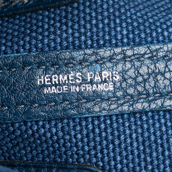 エルメス プティットサンチュールPM ハンドバッグ ブルー デニム レザー レディース HERMES 【中古】