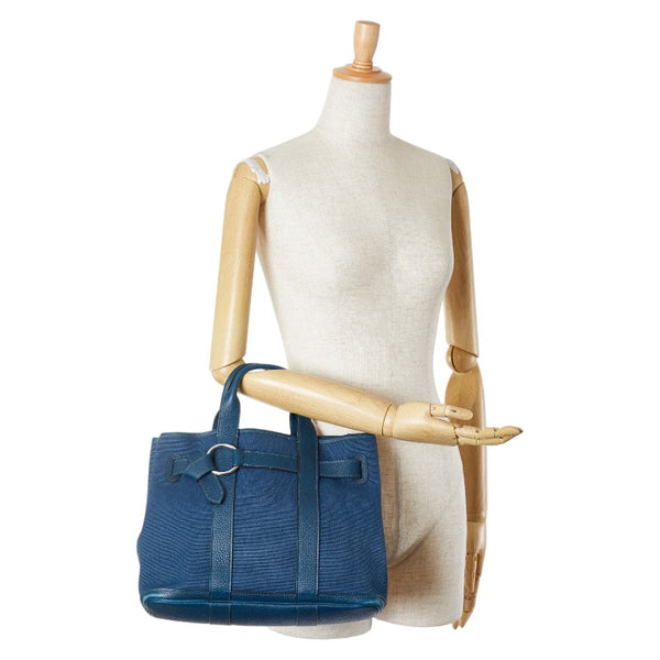 エルメス プティットサンチュールPM ハンドバッグ ブルー デニム レザー レディース HERMES 【中古】